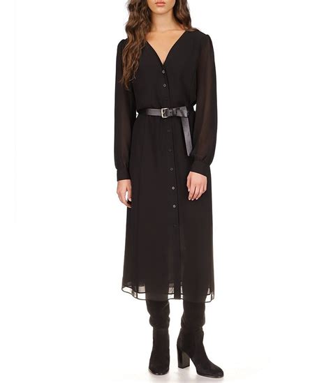 long sleeve michael kors dresses|Michael Kors georgette dress.